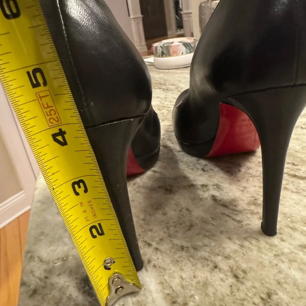 Christian Louboutin Black Leather High Heel Pumps with Red Soles - Picture 3 of 5